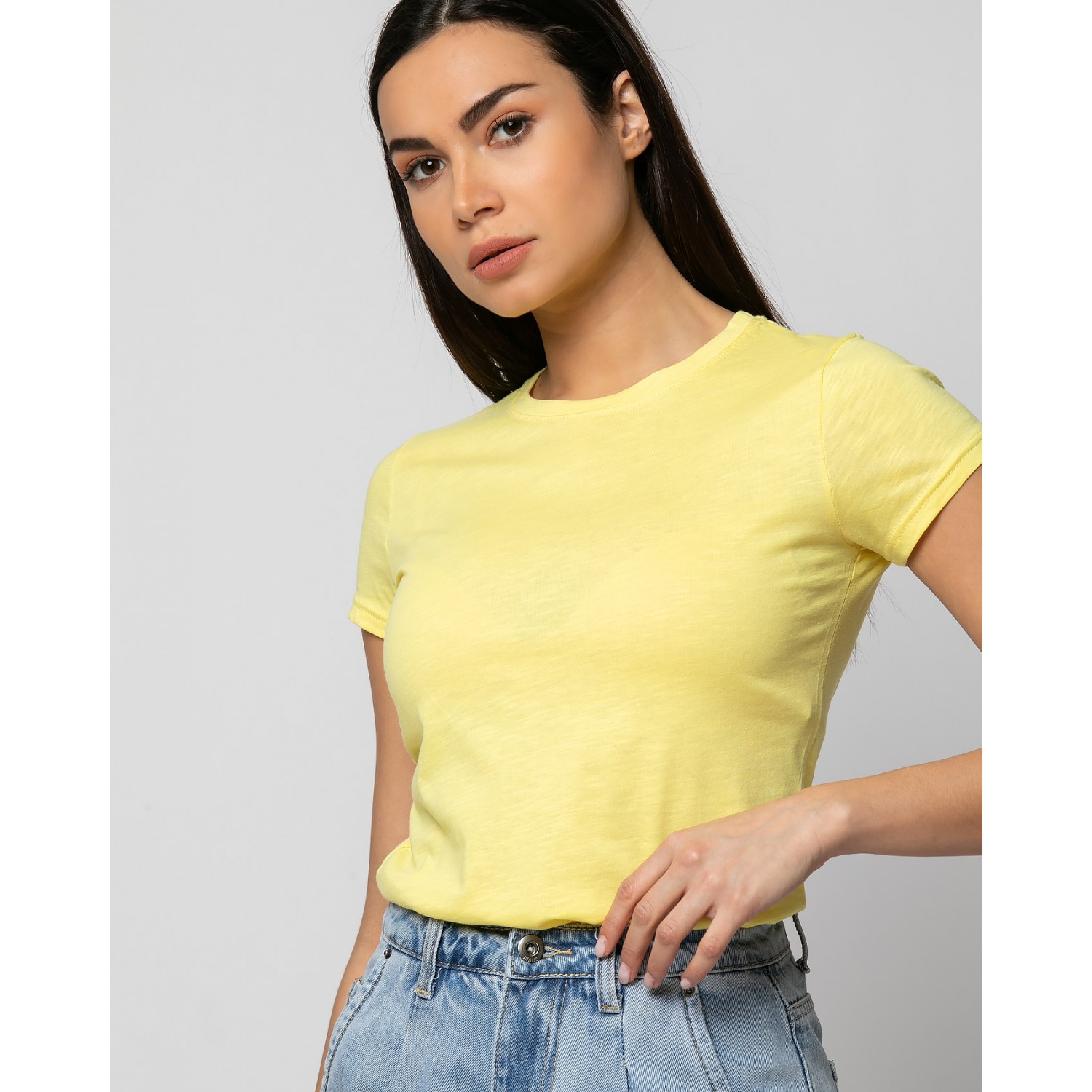 T-shirt στενό Κίτρινο