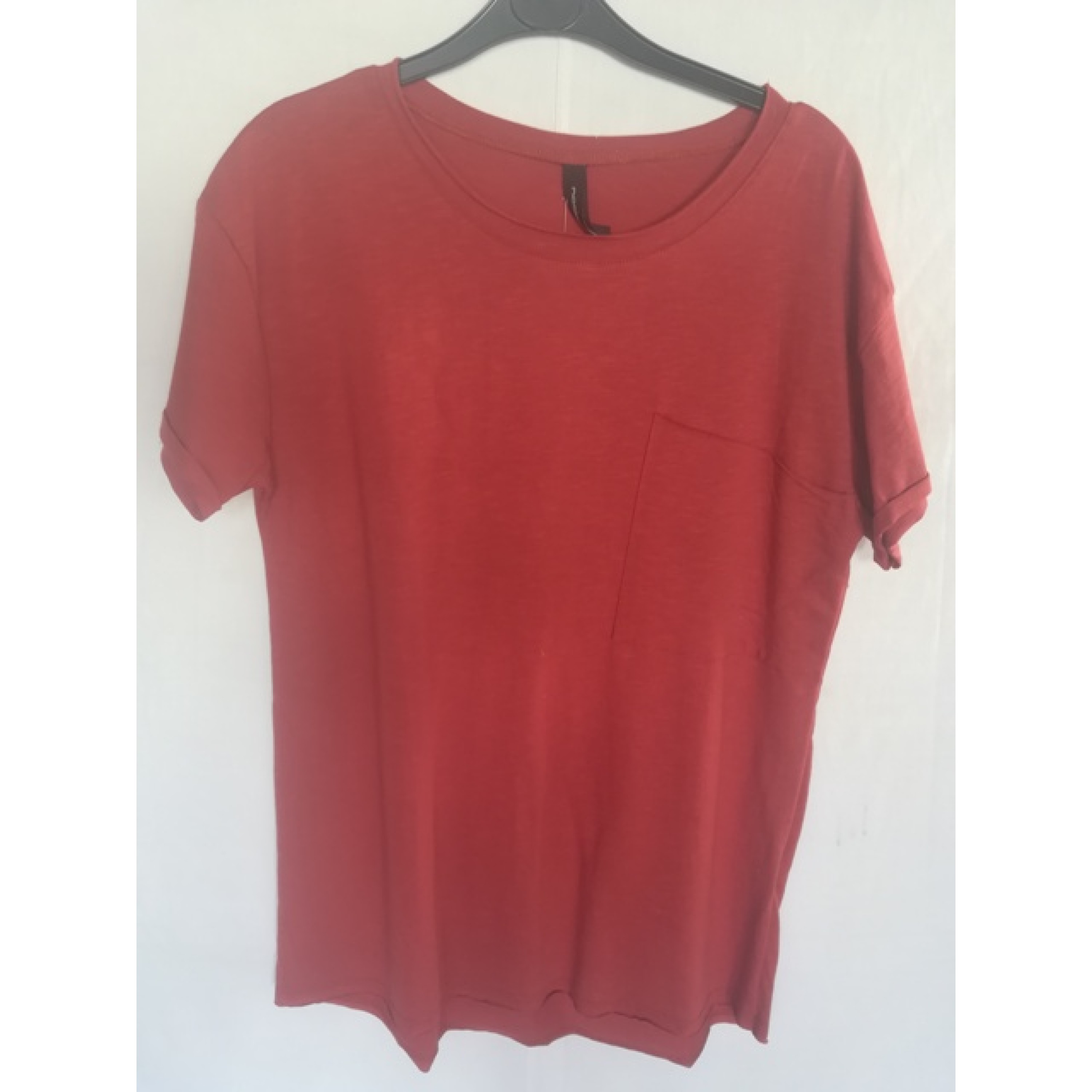 Μπλούζα με τσέπη στο στήθος Κεραμιδί Μπλούζα με τσέπη στο στήθος Κεραμιδί