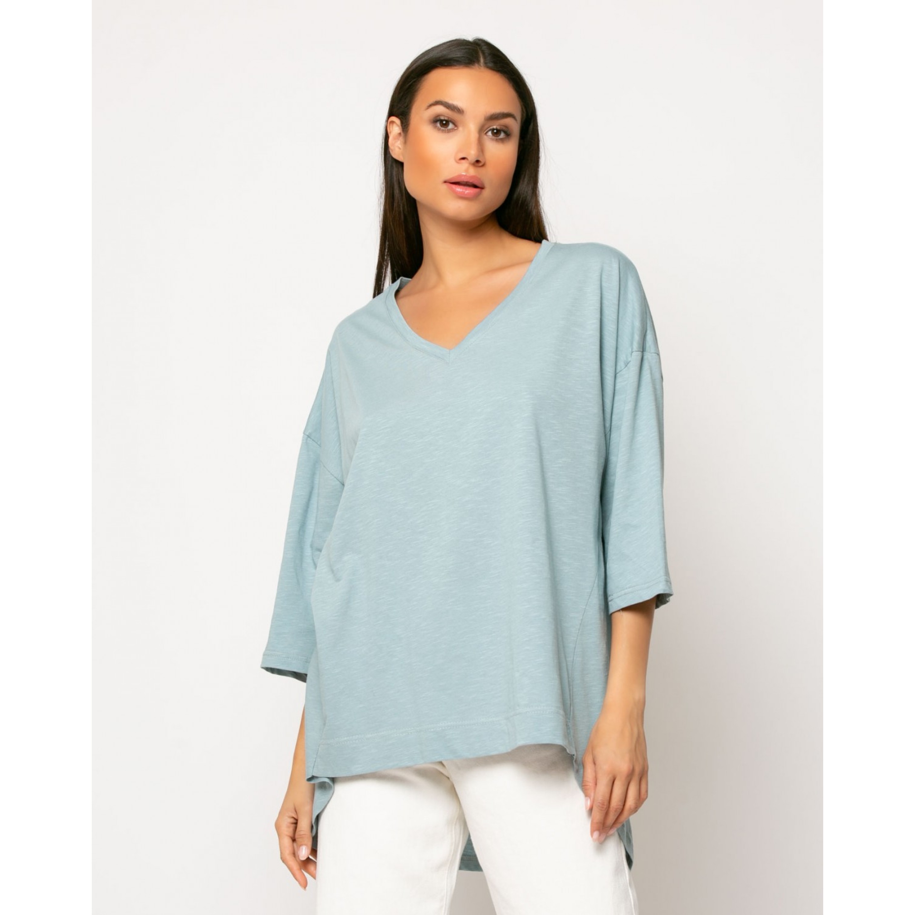 ΜΠΛΟΥΖΑ ΜΕ "V" ΤΡΟΥΑΚΑΡ ΜΑΝΙΚΙ ΣΙΕΛ ΜΠΛΟΥΖΑ ΜΕ "V" ΤΡΟΥΑΚΑΡ ΜΑΝΙΚΙ ΣΙΕΛ