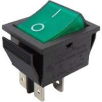 Διακοπτης Rocker Μεγαλος 4P Με Λυχνια Ον-Off 16A/250V Πρασινος Rk1-01 2Χ1N B/G"0-" Soken