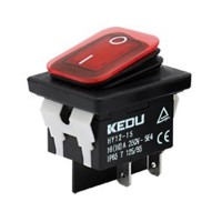 Διακοπτης Rocker Μεγαλος 4P Με Λυχνια On-Off 10Α/250V Ip65 Κοκκινος Hy12-15 Ked