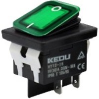 Διακοπτης Rocker Μεγαλος 4P Με Λυχνια On-Off 10Α/250V Ip65 Πρασινος Hy12-15 Ked